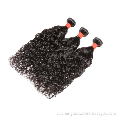 Uniky 10A water wave hair flat weft natural black virgin filipino hair 3 bundles with closures free sample hair bundles